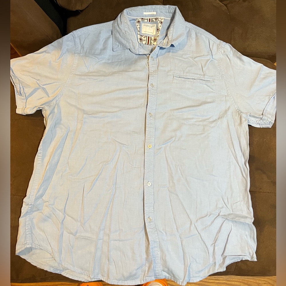 Sky Blue Casual Men's Button Down Shirt Size XL